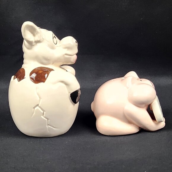 Pig & Cow Salt & Pepper Shakers "No More Pigging Out" Novelty VNTG  READ - Picture 4 of 12
